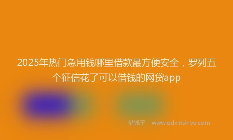 2025年热门急用钱哪里借款最方便安全，罗列五个征信花了可以借钱的网贷app