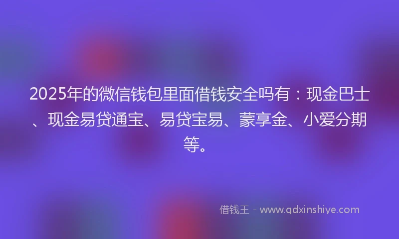 2025年的微信钱包里面借钱安全吗有：现金巴士、现金易贷通宝、易贷宝易、蒙享金、小爱分期等。