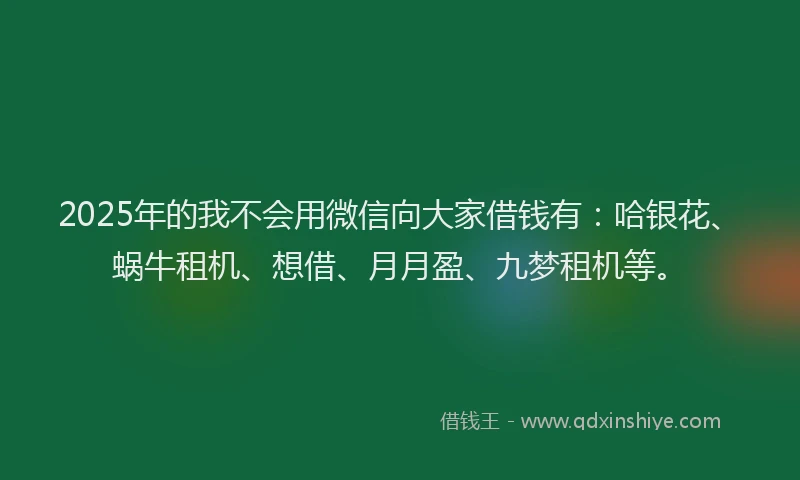 2025年的我不会用微信向大家借钱有：哈银花、蜗牛租机、想借、月月盈、九梦租机等。