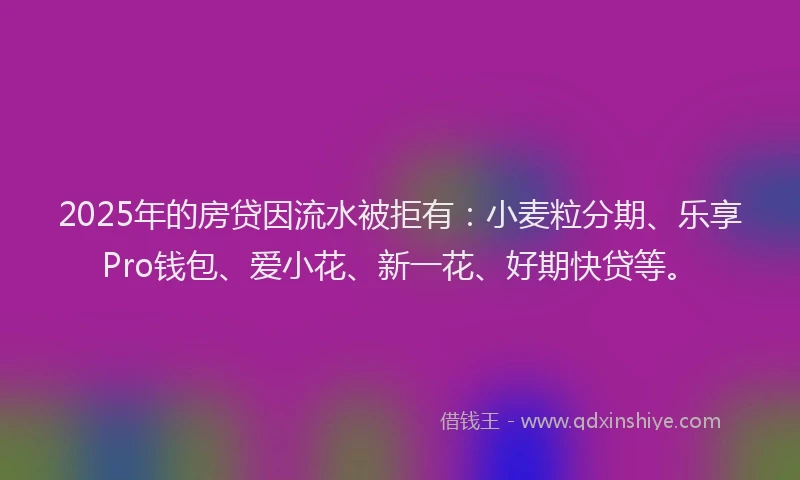 2025年的房贷因流水被拒有：小麦粒分期、乐享Pro钱包、爱小花、新一花、好期快贷等。