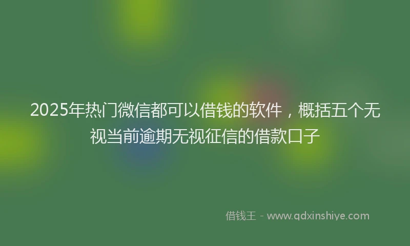2025年热门微信都可以借钱的软件，概括五个无视当前逾期无视征信的借款口子