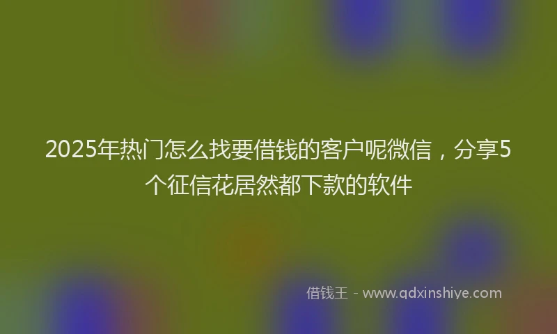 2025年热门怎么找要借钱的客户呢微信，分享5个征信花居然都下款的软件