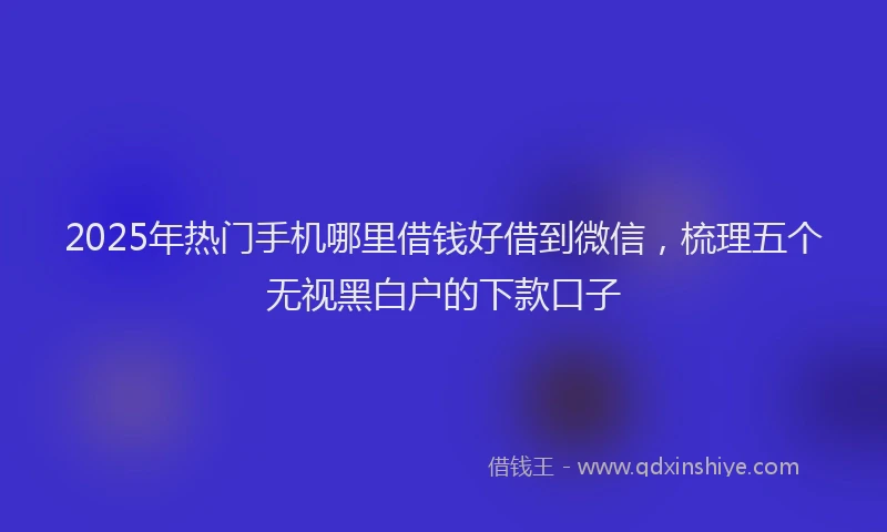 2025年热门手机哪里借钱好借到微信，梳理五个无视黑白户的下款口子