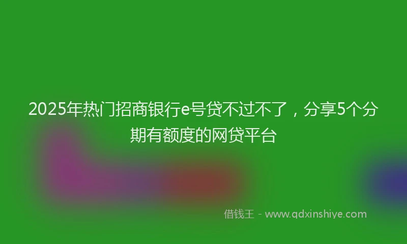 2025年热门招商银行e号贷不过不了，分享5个分期有额度的网贷平台