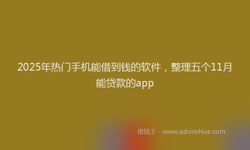 2025年热门手机能借到钱的软件，整理五个11月能贷款的app