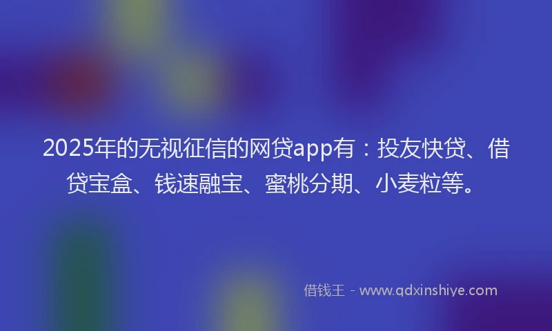 2025年的无视征信的网贷app有：投友快贷、借贷宝盒、钱速融宝、蜜桃分期、小麦粒等。