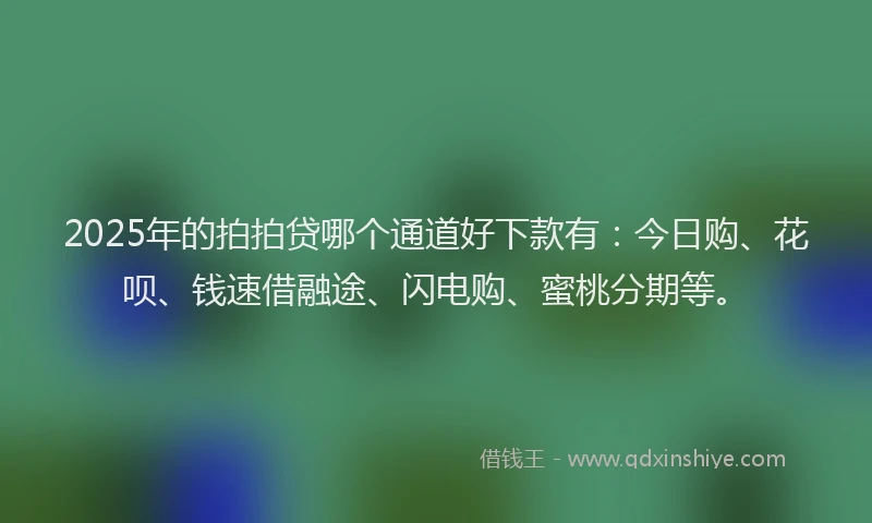 2025年的拍拍贷哪个通道好下款有：今日购、花呗、钱速借融途、闪电购、蜜桃分期等。