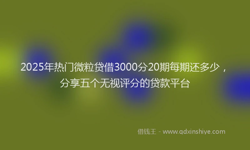 2025年热门微粒贷借3000分20期每期还多少，分享五个无视评分的贷款平台