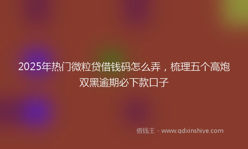 2025年热门微粒贷借钱码怎么弄，梳理五个高炮双黑逾期必下款口子