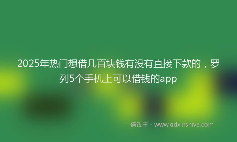 2025年热门想借几百块钱有没有直接下款的，罗列5个手机上可以借钱的app
