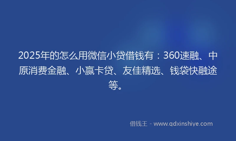 2025年的怎么用微信小贷借钱有：360速融、中原消费金融、小赢卡贷、友佳精选、钱袋快融途等。