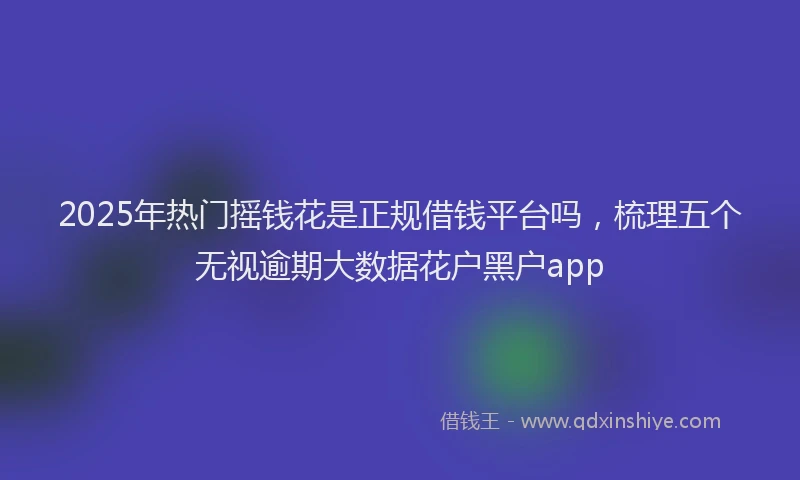 2025年热门摇钱花是正规借钱平台吗，梳理五个无视逾期大数据花户黑户app