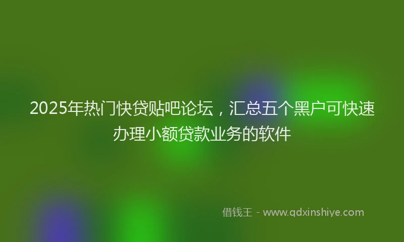 2025年热门快贷贴吧论坛，汇总五个黑户可快速办理小额贷款业务的软件
