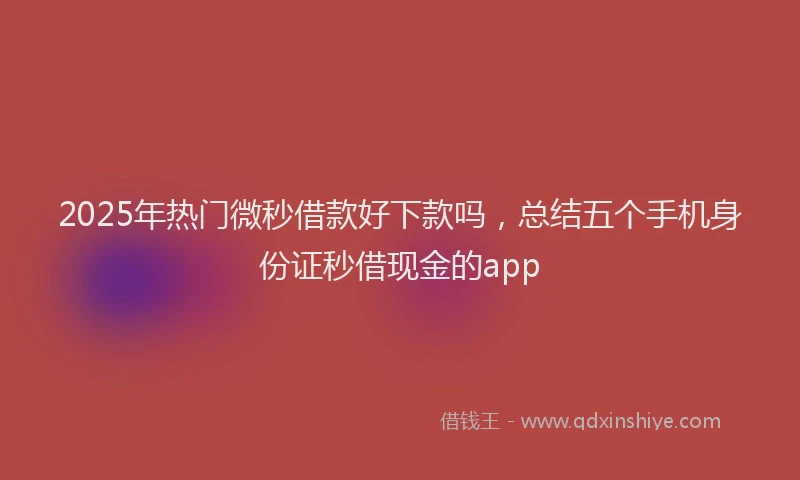 2025年热门微秒借款好下款吗，总结五个手机身份证秒借现金的app