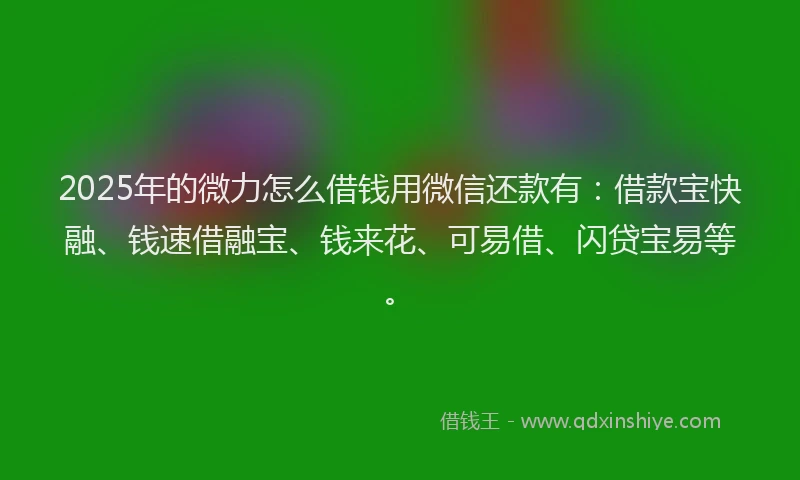 2025年的微力怎么借钱用微信还款有：借款宝快融、钱速借融宝、钱来花、可易借、闪贷宝易等。