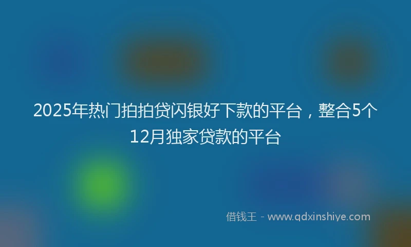 2025年热门拍拍贷闪银好下款的平台，整合5个12月独家贷款的平台