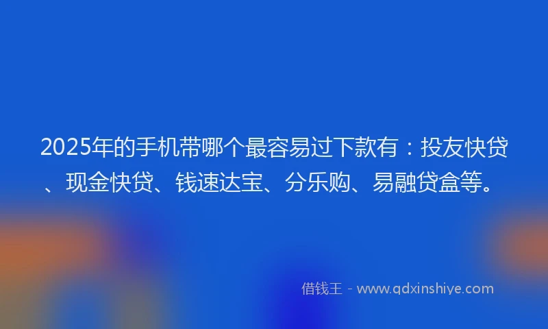 2025年的手机带哪个最容易过下款有：投友快贷、现金快贷、钱速达宝、分乐购、易融贷盒等。