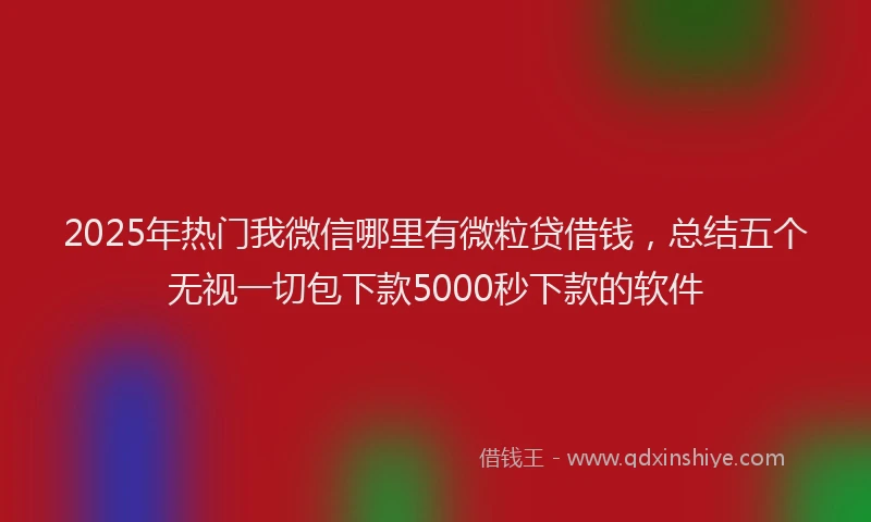 2025年热门我微信哪里有微粒贷借钱，总结五个无视一切包下款5000秒下款的软件