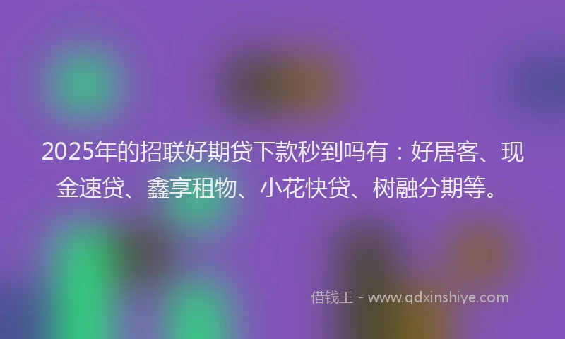 2025年的招联好期贷下款秒到吗有：好居客、现金速贷、鑫享租物、小花快贷、树融分期等。