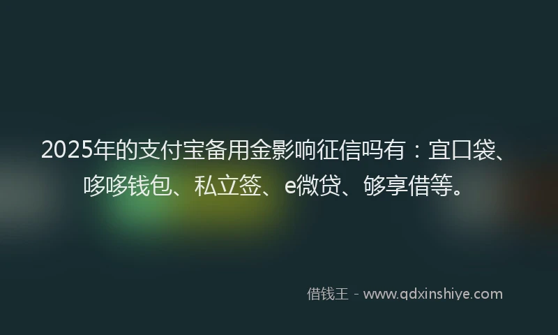 2025年的支付宝备用金影响征信吗有：宜口袋、哆哆钱包、私立签、e微贷、够享借等。