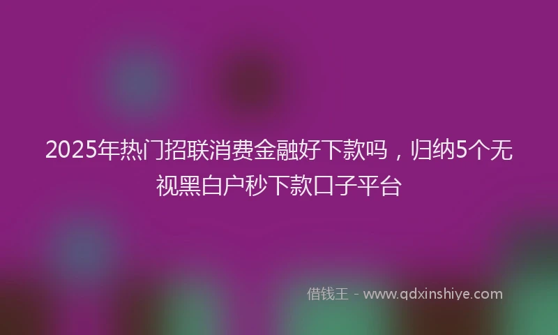 2025年热门招联消费金融好下款吗，归纳5个无视黑白户秒下款口子平台