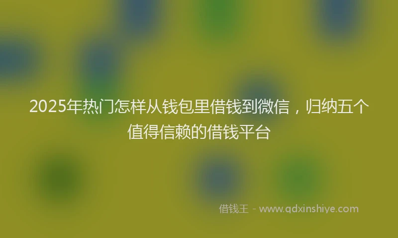 2025年热门怎样从钱包里借钱到微信，归纳五个值得信赖的借钱平台