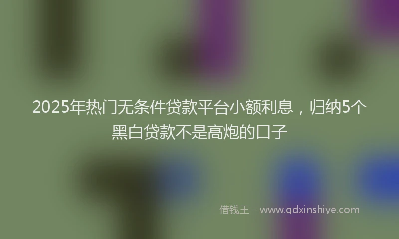 2025年热门无条件贷款平台小额利息，归纳5个黑白贷款不是高炮的口子