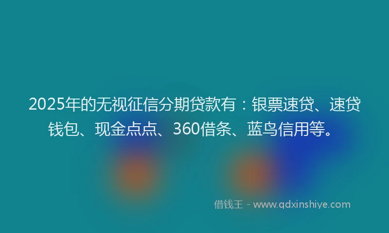 2025年的无视征信分期贷款有：银票速贷、速贷钱包、现金点点、360借条、蓝鸟信用等。