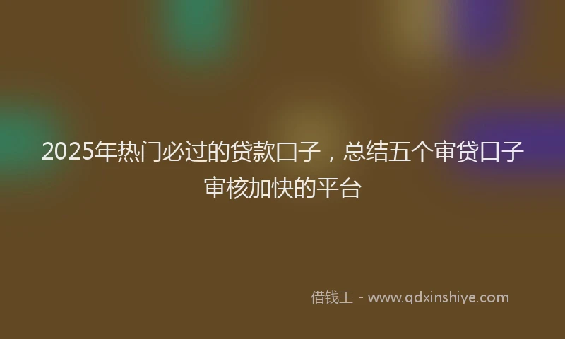 2025年热门必过的贷款囗子，总结五个审贷口子审核加快的平台