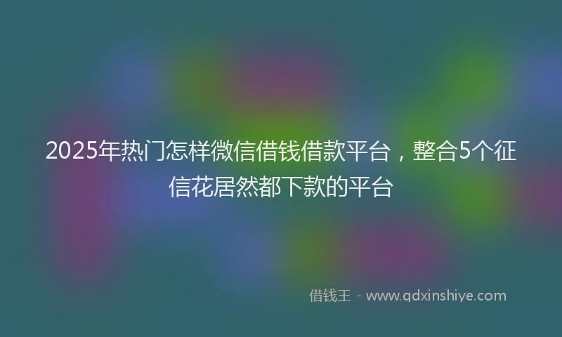 2025年热门怎样微信借钱借款平台，整合5个征信花居然都下款的平台
