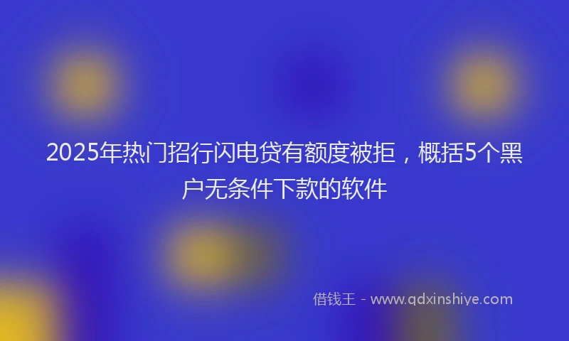 2025年热门招行闪电贷有额度被拒，概括5个黑户无条件下款的软件