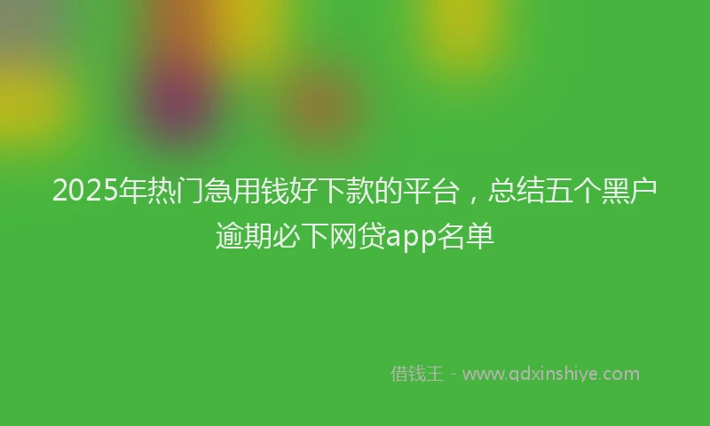 2025年热门急用钱好下款的平台，总结五个黑户逾期必下网贷app名单