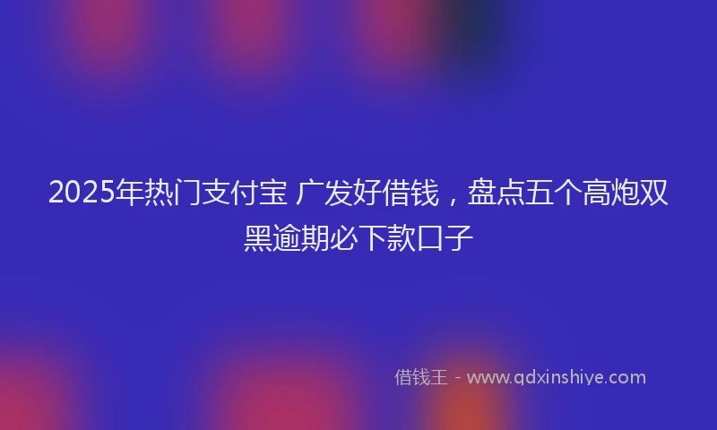 2025年热门支付宝 广发好借钱，盘点五个高炮双黑逾期必下款口子