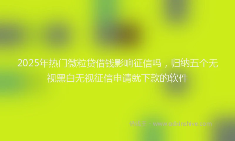 2025年热门微粒贷借钱影响征信吗，归纳五个无视黑白无视征信申请就下款的软件