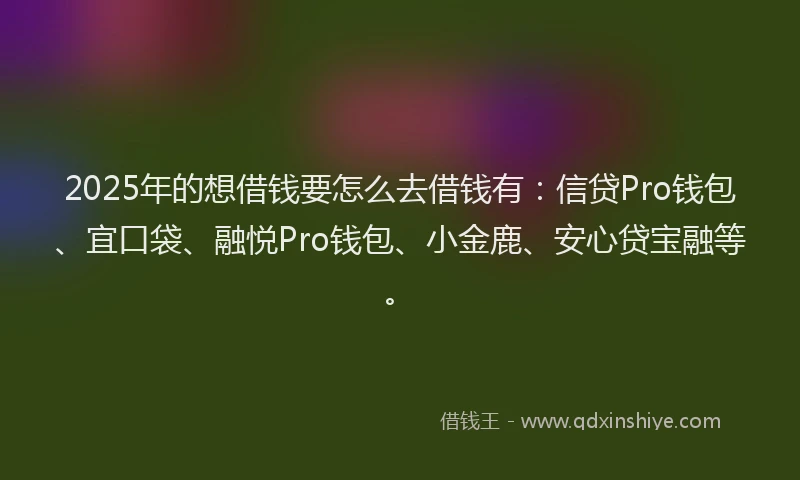 2025年的想借钱要怎么去借钱有：信贷Pro钱包、宜口袋、融悦Pro钱包、小金鹿、安心贷宝融等。