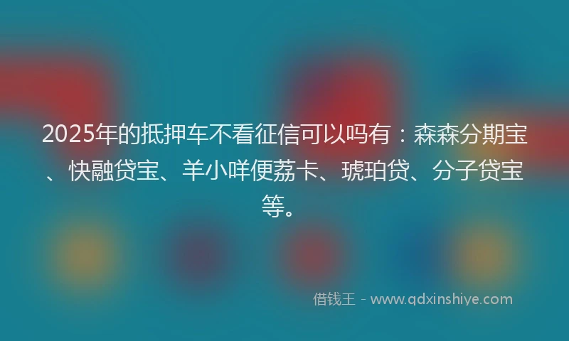 2025年的抵押车不看征信可以吗有：森森分期宝、快融贷宝、羊小咩便荔卡、琥珀贷、分子贷宝等。
