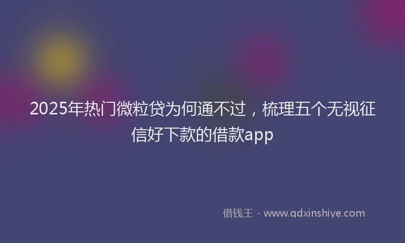 2025年热门微粒贷为何通不过，梳理五个无视征信好下款的借款app