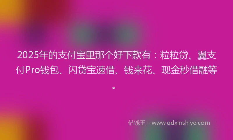 2025年的支付宝里那个好下款有：粒粒贷、翼支付Pro钱包、闪贷宝速借、钱来花、现金秒借融等。
