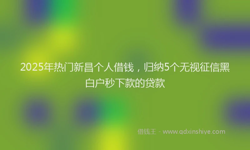2025年热门新昌个人借钱，归纳5个无视征信黑白户秒下款的贷款