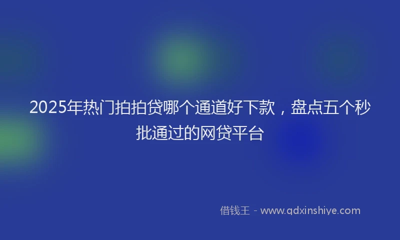 2025年热门拍拍贷哪个通道好下款，盘点五个秒批通过的网贷平台