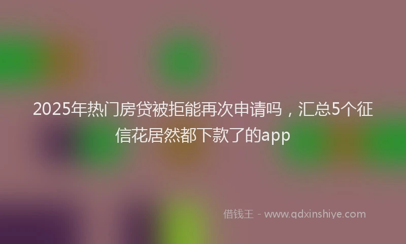 2025年热门房贷被拒能再次申请吗，汇总5个征信花居然都下款了的app
