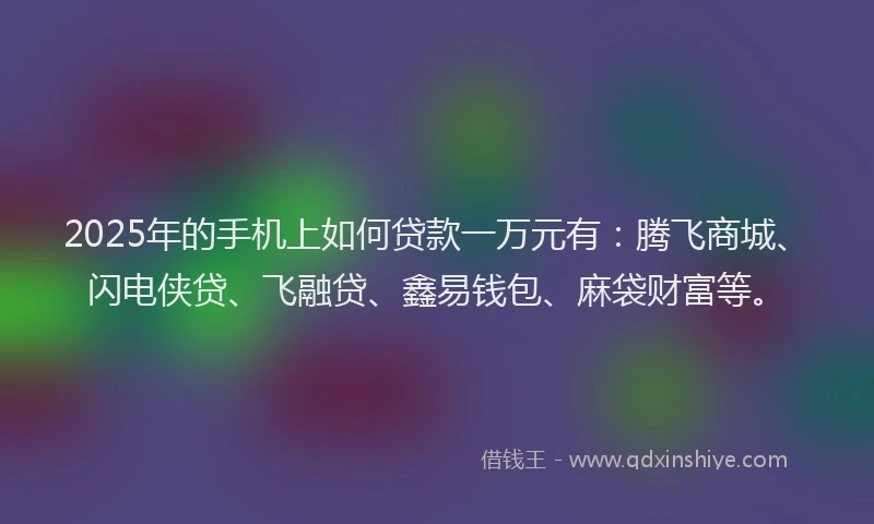 2025年的手机上如何贷款一万元有：腾飞商城、闪电侠贷、飞融贷、鑫易钱包、麻袋财富等。