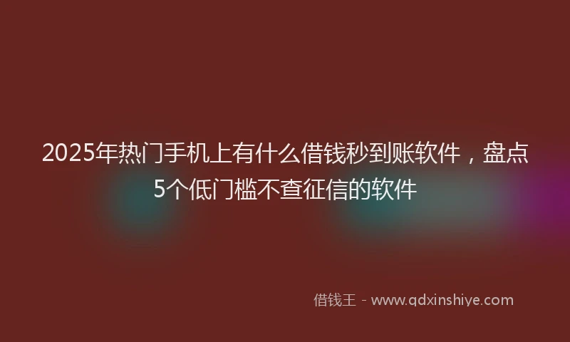 2025年热门手机上有什么借钱秒到账软件，盘点5个低门槛不查征信的软件