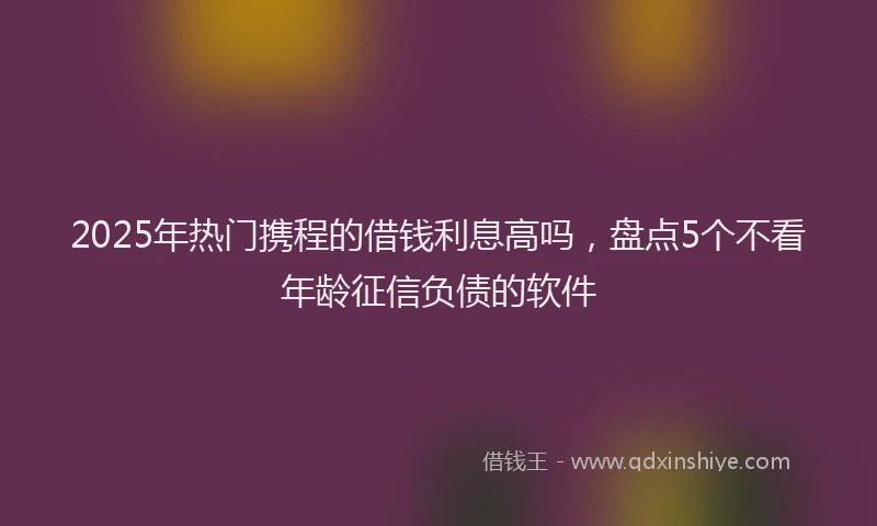 2025年热门携程的借钱利息高吗，盘点5个不看年龄征信负债的软件