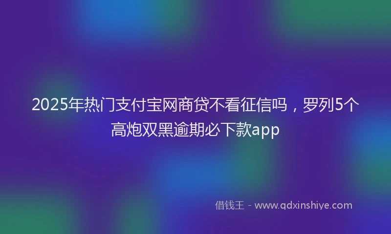 2025年热门支付宝网商贷不看征信吗，罗列5个高炮双黑逾期必下款app