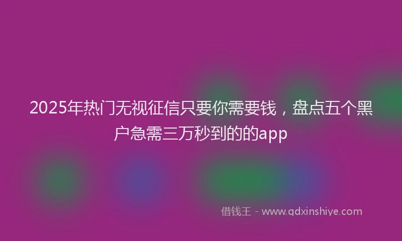 2025年热门无视征信只要你需要钱，盘点五个黑户急需三万秒到的的app