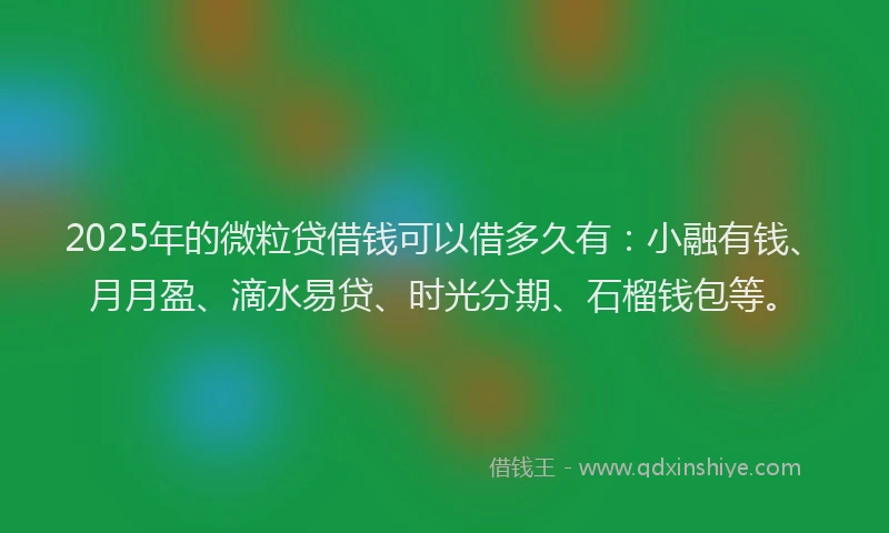 2025年的微粒贷借钱可以借多久有：小融有钱、月月盈、滴水易贷、时光分期、石榴钱包等。
