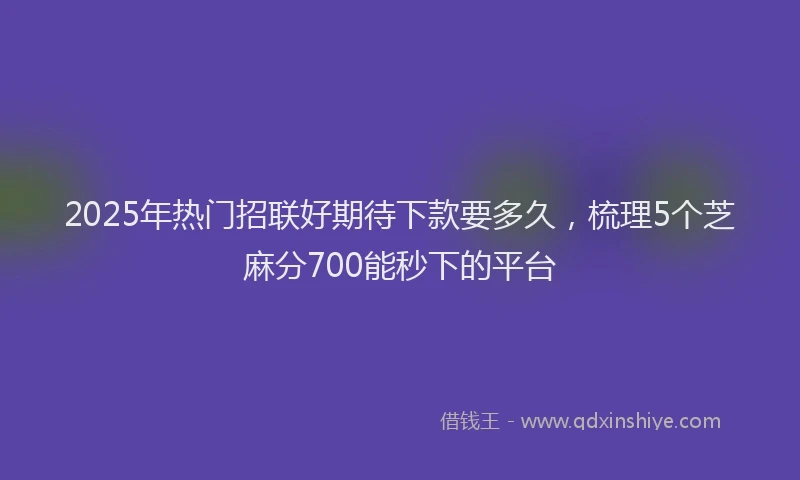 2025年热门招联好期待下款要多久，梳理5个芝麻分700能秒下的平台