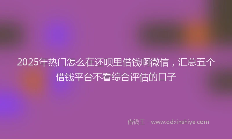 2025年热门怎么在还呗里借钱啊微信，汇总五个借钱平台不看综合评估的口子