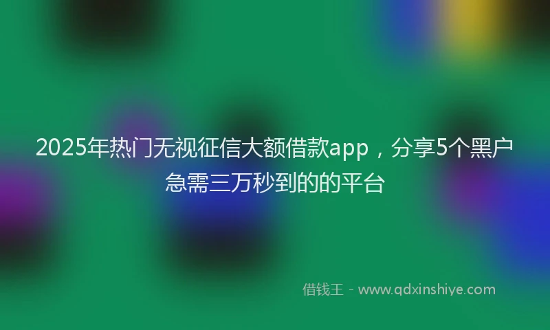 2025年热门无视征信大额借款app，分享5个黑户急需三万秒到的的平台